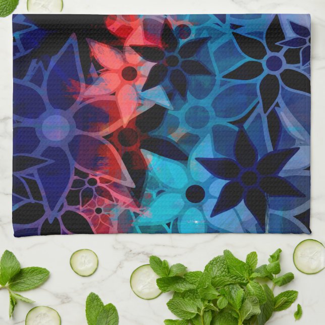 Abstract Art Flower Pattern #2 Tea Towel (Folded)