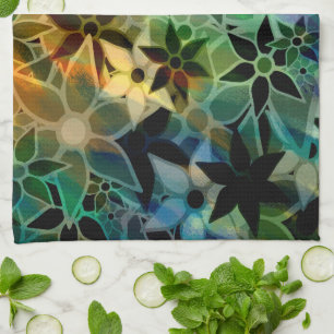 Abstract Art Flower Pattern Tea Towel