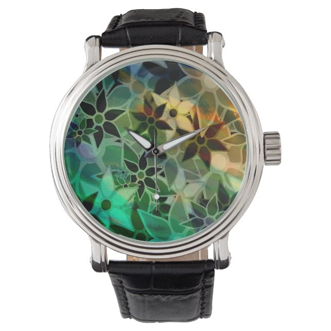 Abstract Art Flower Pattern Watch (Front)