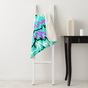 Abstract Art Funky Colourful ZigZags Throw Blanket