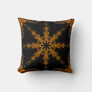 Abstract Art, Geometric Designs, Black Gold Grey Cushion