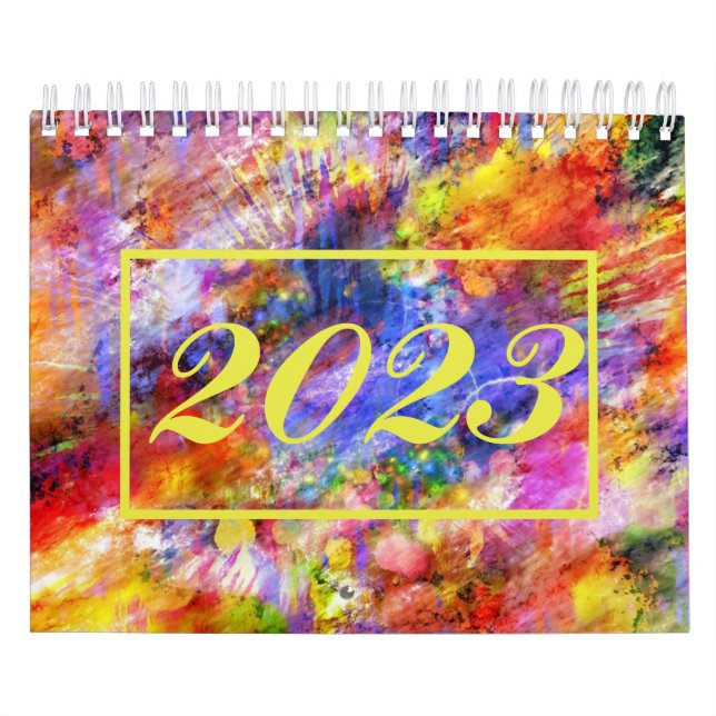Abstract Art Gold Red Blue Cool 2023 Calendar (Cover)