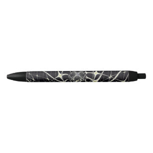 Abstract Art Golden Spiderweb Black Ink Pen