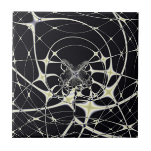 Abstract Art Golden Spiderweb Ceramic Tile