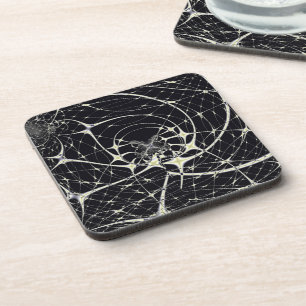 Abstract Art Golden Spiderweb Coaster