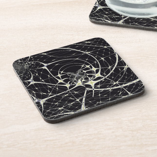 Abstract Art Golden Spiderweb Coaster (Left Side)
