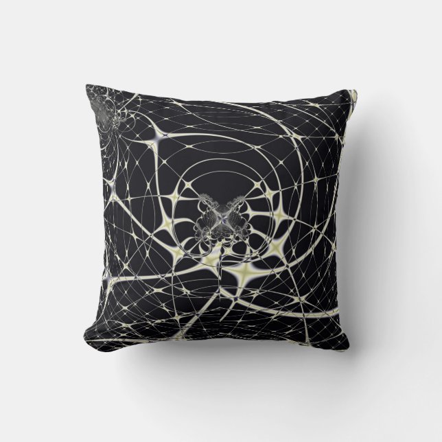 Abstract Art Golden Spiderweb Cushion (Front)