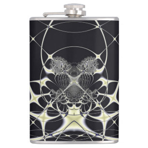 Abstract Art Golden Spiderweb Hip Flask