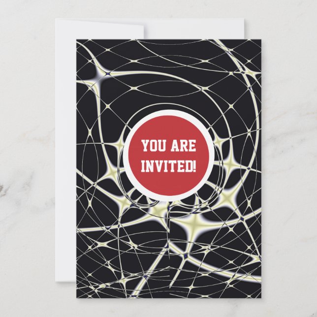 Abstract Art Golden Spiderweb Invitation (Front)