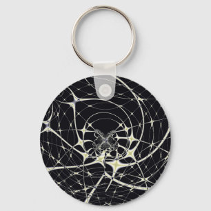 Abstract Art Golden Spiderweb Key Ring