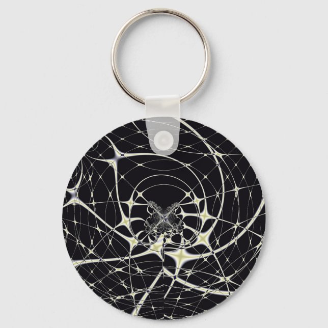 Abstract Art Golden Spiderweb Key Ring (Front)