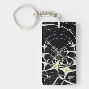 Abstract Art Golden Spiderweb Key Ring
