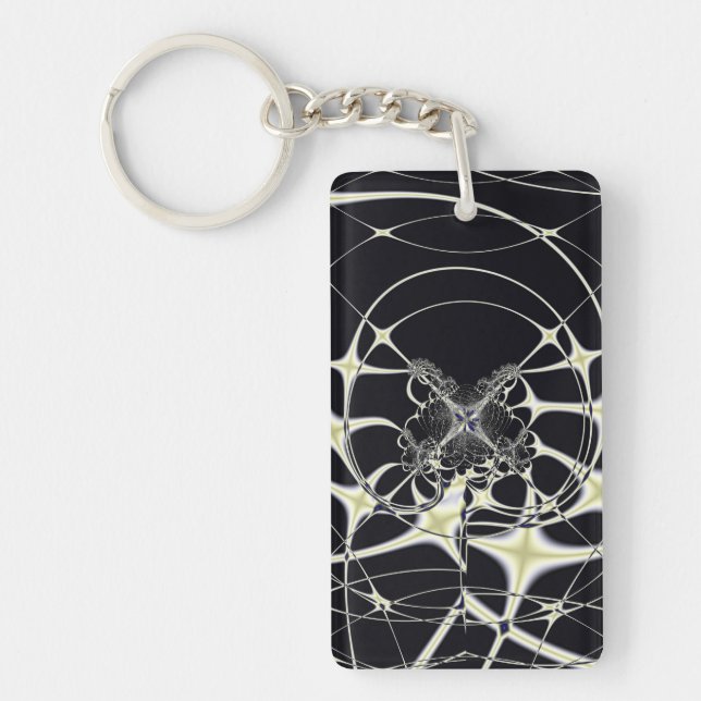 Abstract Art Golden Spiderweb Key Ring (Front)
