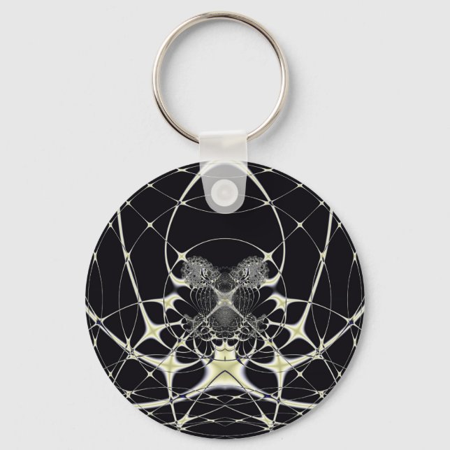 Abstract Art Golden Spiderweb Key Ring (Front)