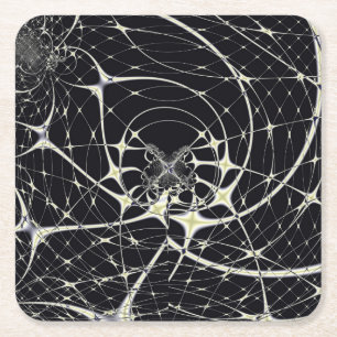 Abstract Art Golden Spiderweb Square Paper Coaster