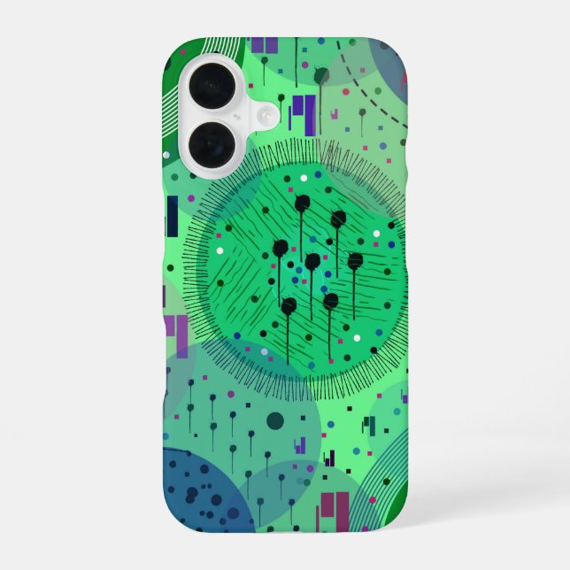 Abstract Art: Green Kiwi Fruit iPhone 16 Case (Back)