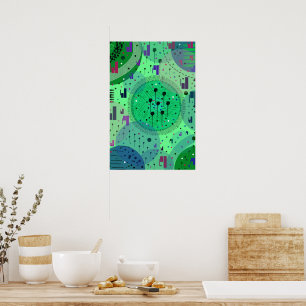 Abstract Art: Green Kiwi Fruit Poster