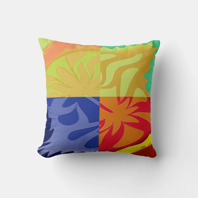 Abstract Art in 4 styles. Yellow,red,blue Cushion (Front)