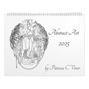 Abstract Art in Black and White Customisable Year Calendar