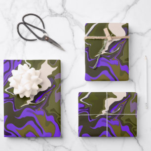 Abstract Art in Purple and Olive Green Wrapping Paper Sheet