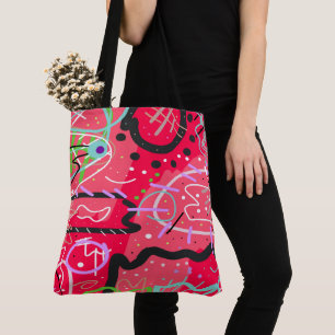 Abstract Art in Red Tote Bag