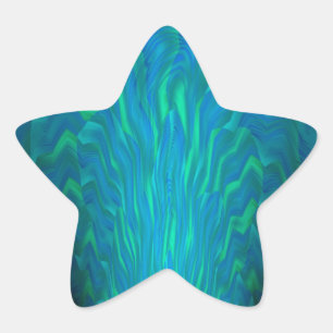 Abstract Art in Teal Green Blue Star Sticker