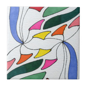 Abstract art inspired by whirl a gig bright colour ceramic tile