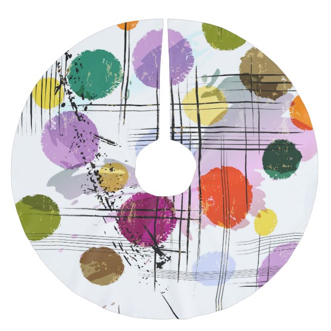 Abstract Art Inspired Seamless Background Brushed Polyester Tree Skirt (Front)
