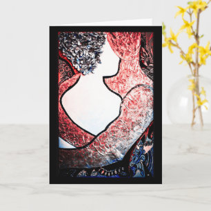 Abstract Art Interracial couple in loving embrace Card