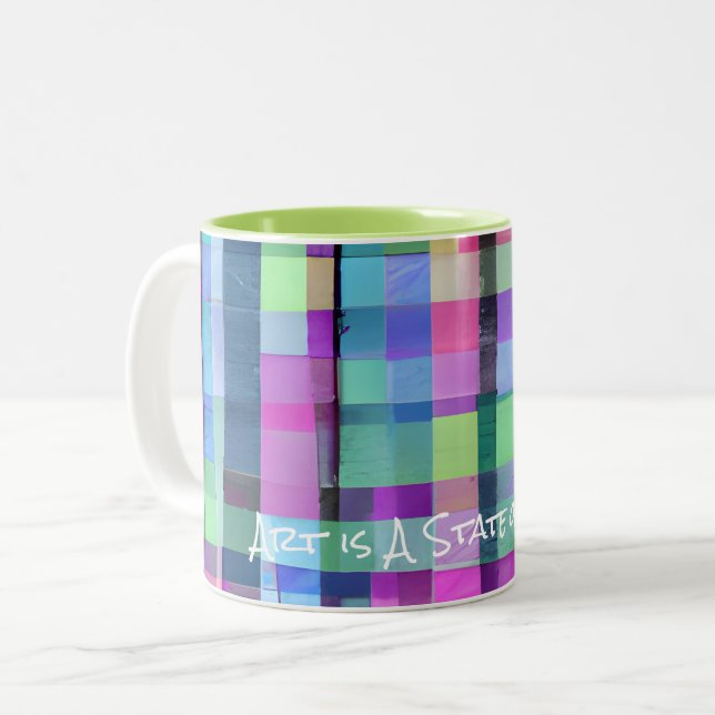 Abstract ART IS A STATE OF MIND Colourful Artist Two-Tone Coffee Mug (Front Left)
