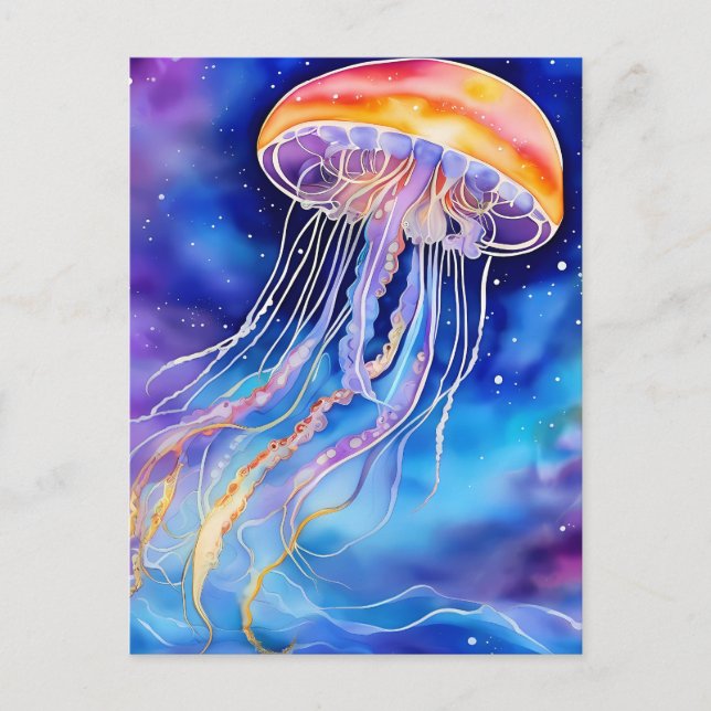 Abstract art jellyfish postcard (Front)
