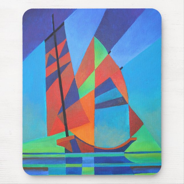Abstract Art Junk Boat Against Deep Blue Sky Mouse Pad (Front)