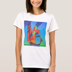 Abstract Art Junk Boat Against Deep Blue Sky T-Shirt