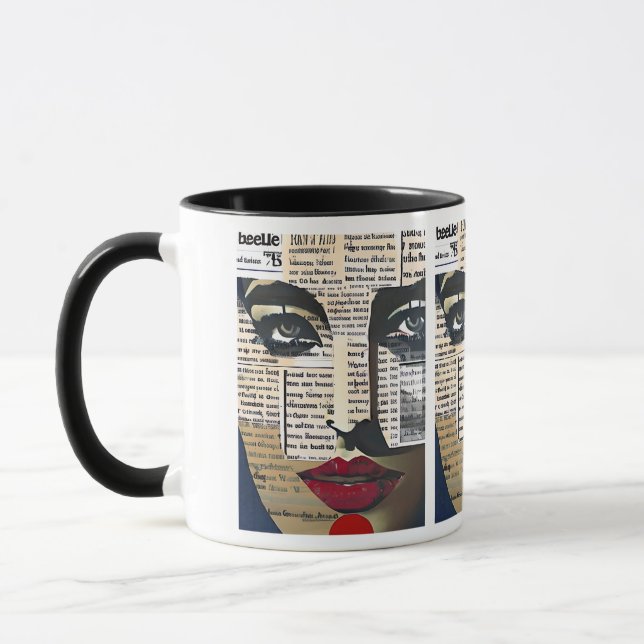 Abstract Art | Lady's Face Digital Text Art Mug (Left)