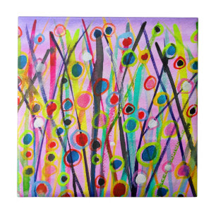 abstract art landscape colourful watercolor ceramic tile