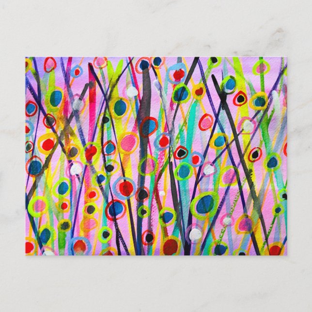 abstract art landscape colourful watercolor postcard (Front)