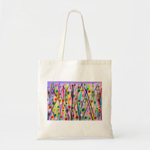 abstract art landscape colourful watercolor tote bag