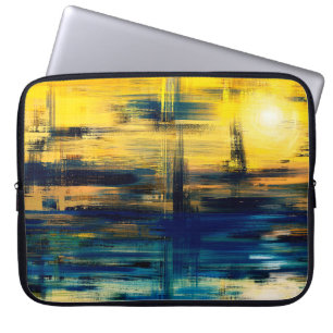 Abstract art landscape painting, background illust laptop sleeve