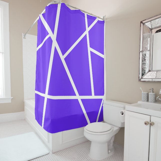 Abstract Art Lavender Blue Purple White Minimalism Shower Curtain (In Situ)