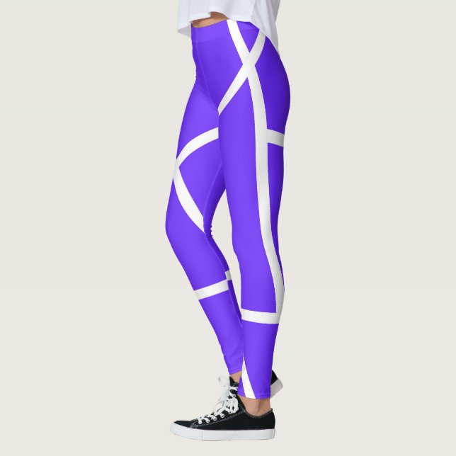 Abstract Art Lavender Blue White Minimalism Leggings (Left)