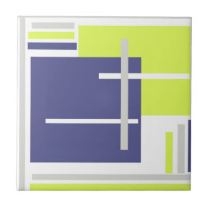 Abstract Art Lavender Blue Yellow White Ceramic Tile
