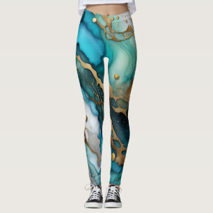 Abstract Art Leggings - Elegant Marble Print with 