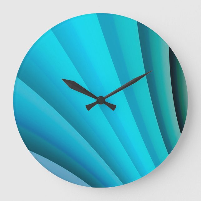Abstract Art Light Blue Wave Large Clock (Front)