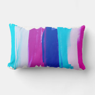 Abstract Art Lines Stripes Pink Turquoise Cushion