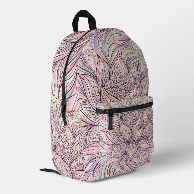 Abstract Art Lotus Pastel Ink Backpack (Back Corner Left)