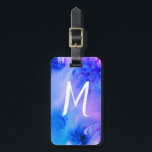 Abstract art luggage tag: customised blue purple luggage tag<br><div class="desc">Abstract art luggage tag - you can add your custom initials to one side and your contact details to the other side. Hand painted design in blue and purple watercolor!
Change the colour or font of the lettering as you like.</div>