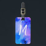 Abstract art luggage tag: customised blue purple luggage tag<br><div class="desc">Abstract art luggage tag - you can add your custom initials to one side and your contact details to the other side. Hand painted design in blue and purple watercolor!
Change the colour or font of the lettering as you like.</div>