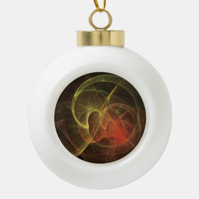 Abstract Art Magic Flame Ceramic Ball Christmas Ornament (Front)