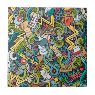 Abstract Art Medical Icon Pattern Ceramic Tile