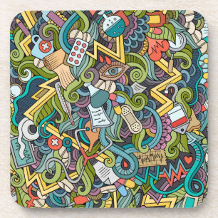 Abstract Art Medical Icon Pattern Coaster